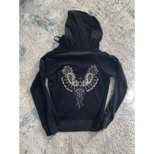 Black Longsleeve Zip Up Hoodie- Junior Small
